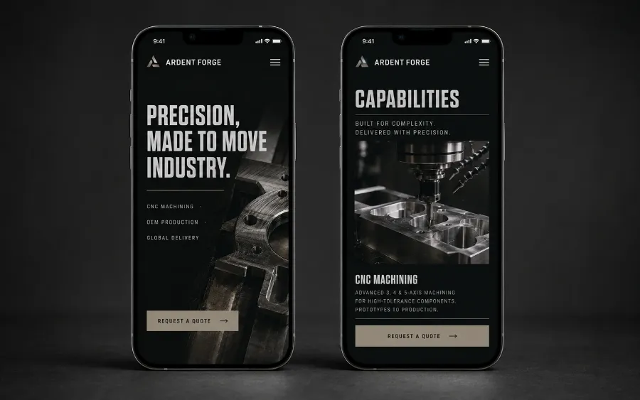 Ardent Forge Industrial 网站延展页面概念图
