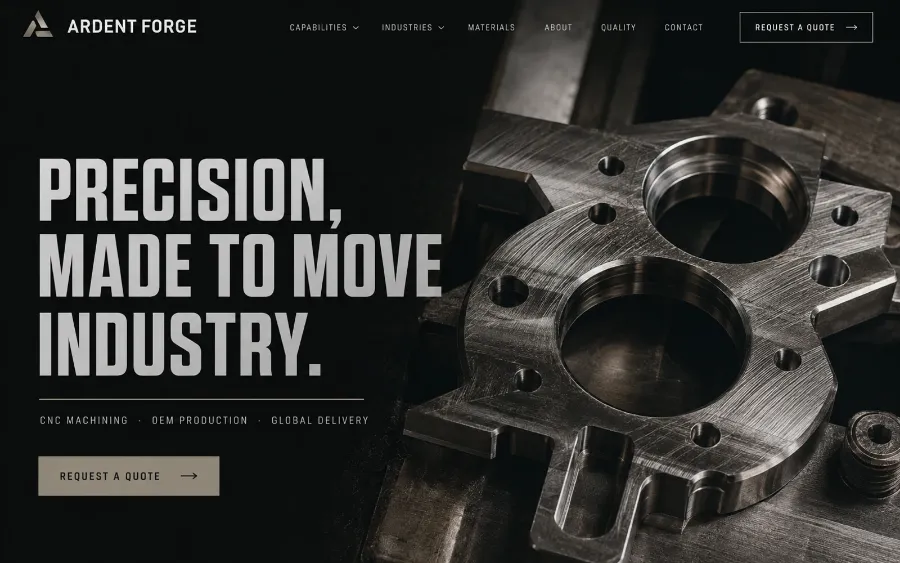 Ardent Forge Industrial 网站首屏概念图