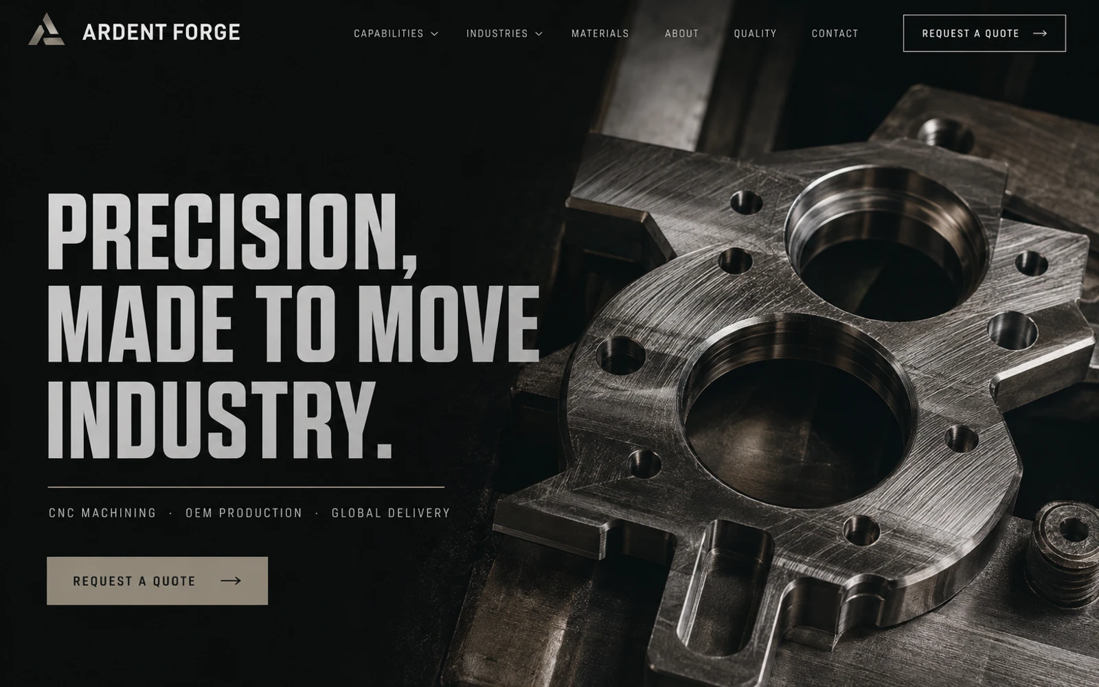 Ardent Forge Industrial 网站首屏概念图