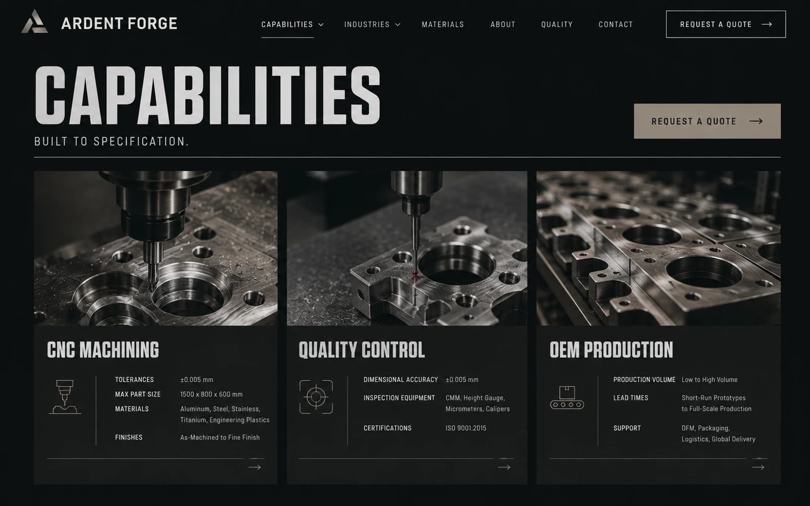 Ardent Forge Industrial 网站内页概念图