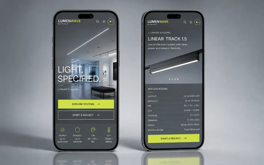 Lumenwave Supply 网站延展页面概念图