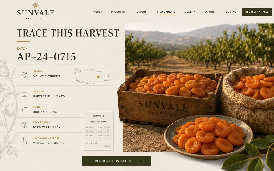 Sunvale Harvest Co. 网站延展页面概念图